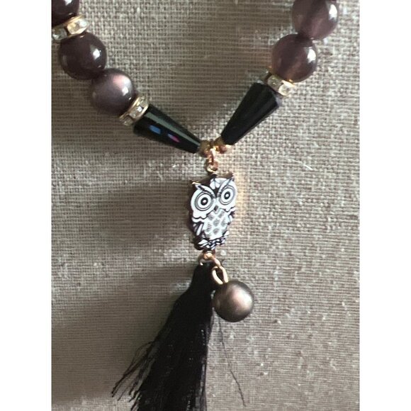 Princess Accessories Grey Cat Eye and Glass Owl Pendant Necklace -- 16" - Picture 5 of 7